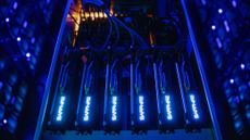 A draw housing six Sapphire Technology AMD graphics processing units (GPUs). 